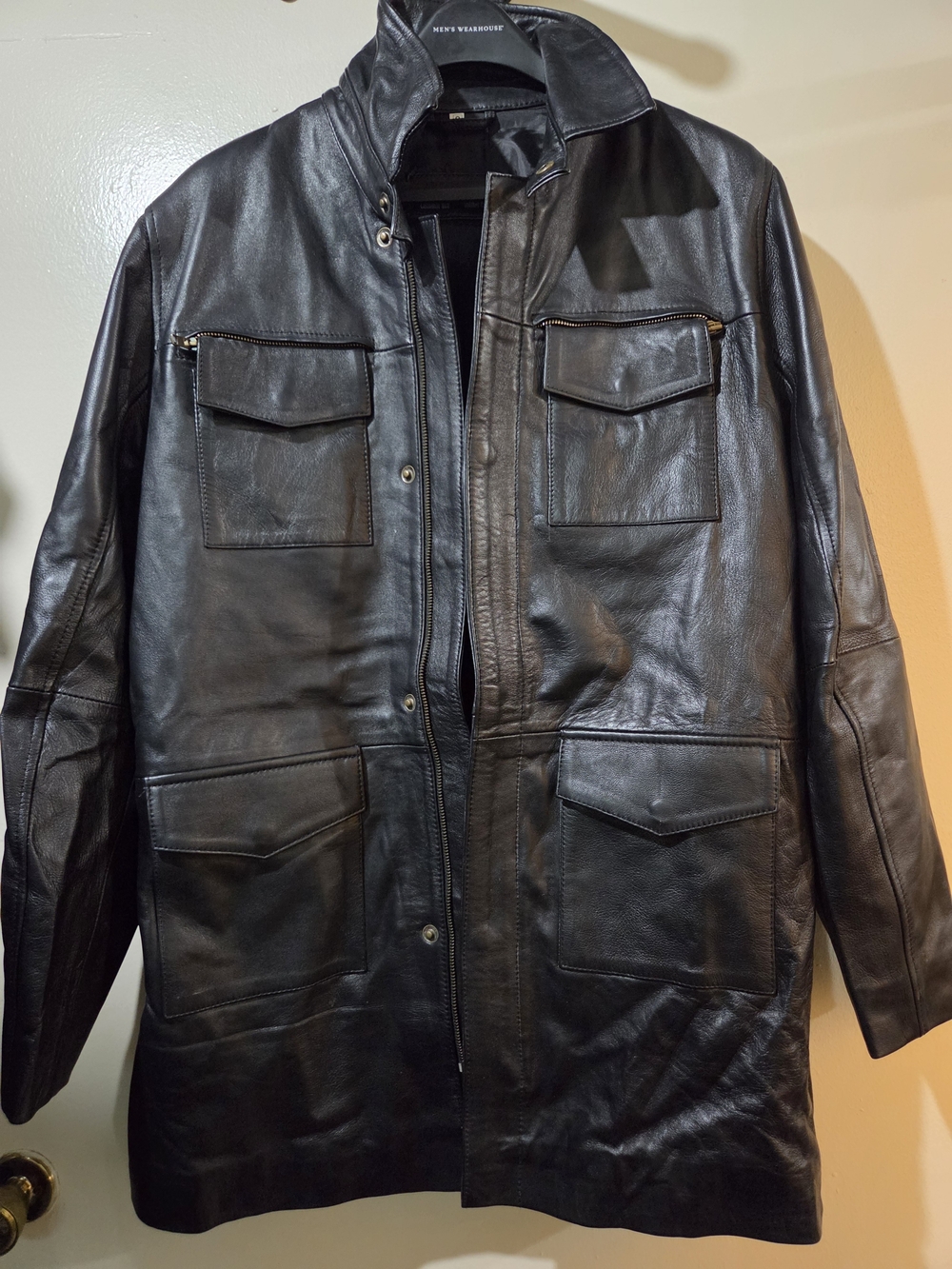 Men's Black Leather Field Jacket